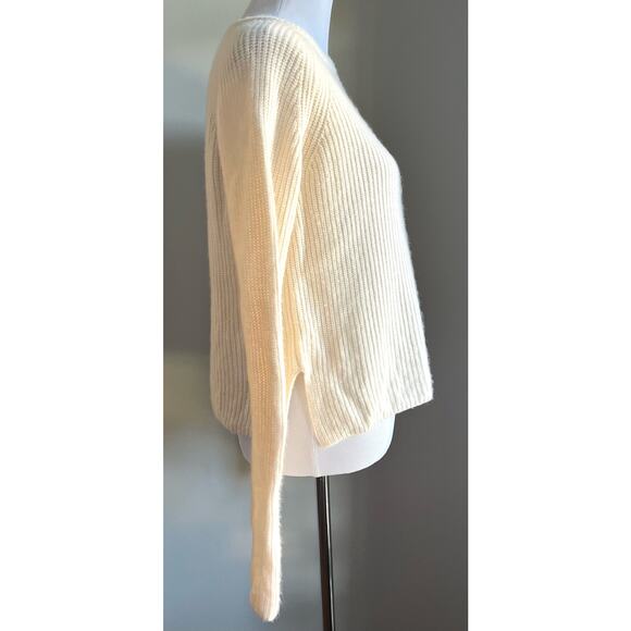 Leo & Sage Women’s Sweater Ribbed Knit Pullover Side Slits Ivory Cream Sz Small - Picture 5 of 6